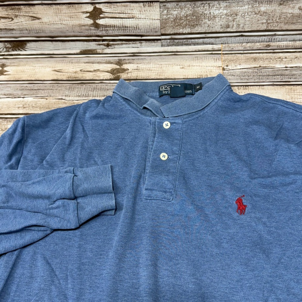 Polo Ralph Lauren Henley Shirt Mens Medium Blue Long Sleeve Pony Logo